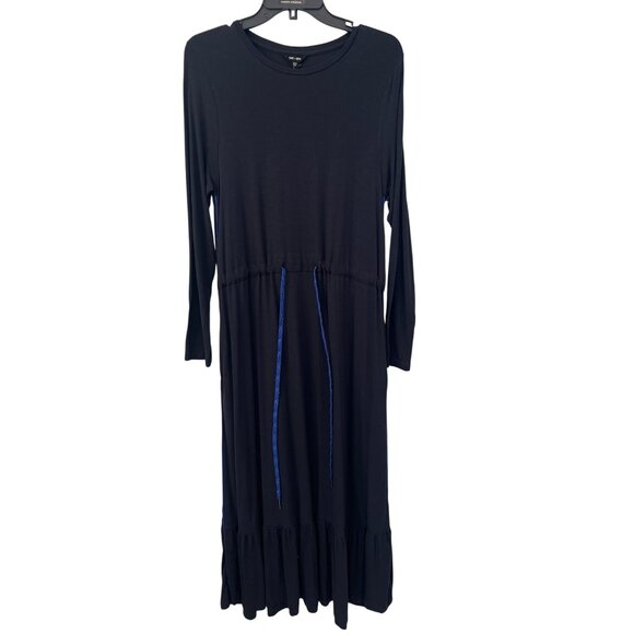 Saint+Sofia Meridian Dress Size 10 Long Sleeve Ruffle Hem Drawstring Waist Blue - Picture 2 of 9